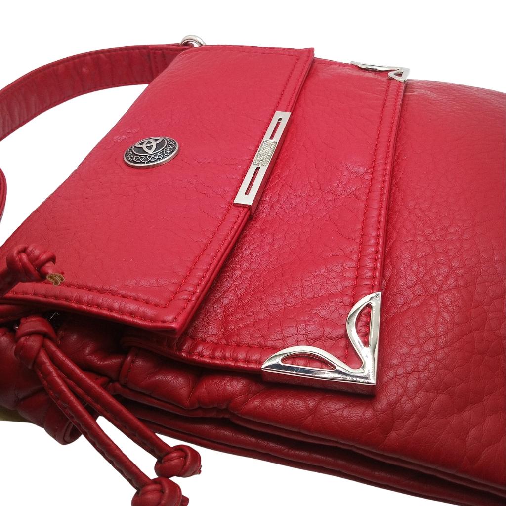 Celtic Trinity Knot Double Flap Crossbody Bag - Red