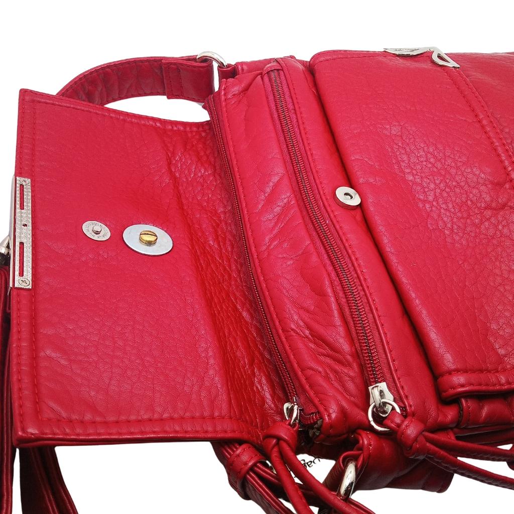 Celtic Trinity Knot Double Flap Crossbody Bag - Red
