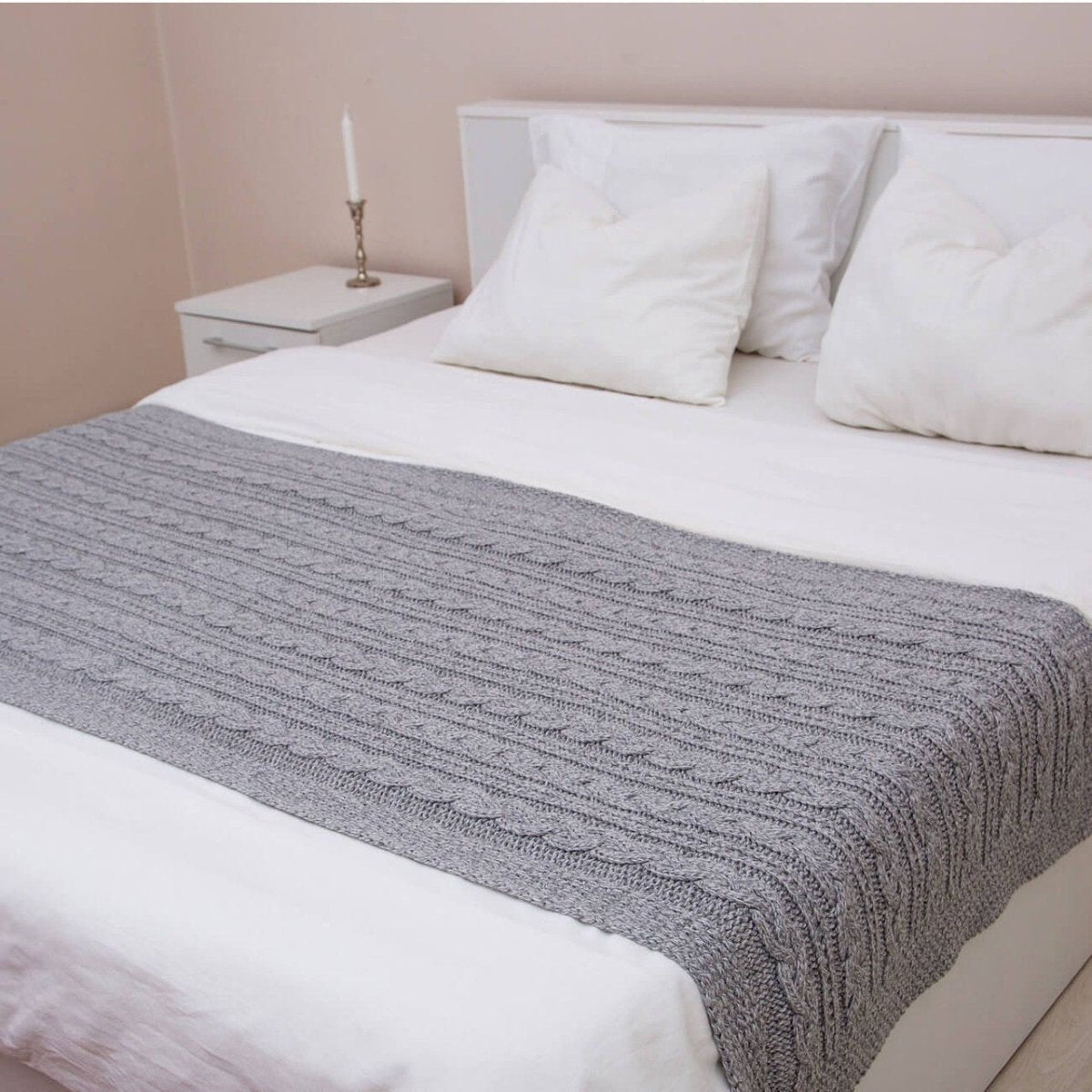 Chunky Cable Knit Bed Runner - The Celtic Gift Store - 