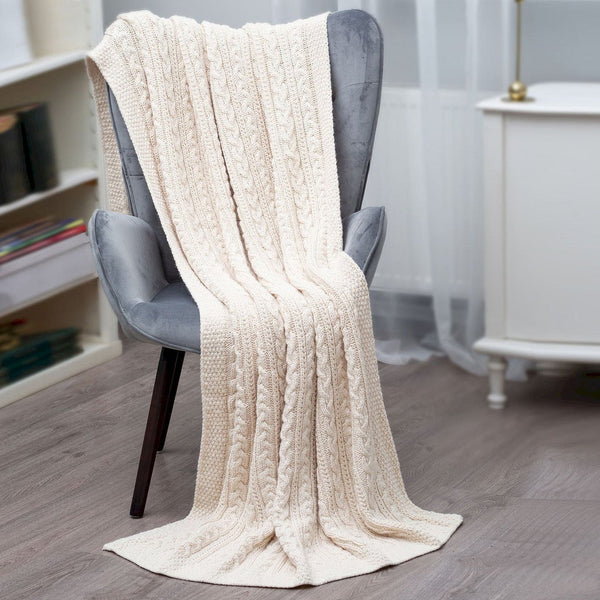 Chunky Cable Knit Throw - The Celtic Gift Store - 