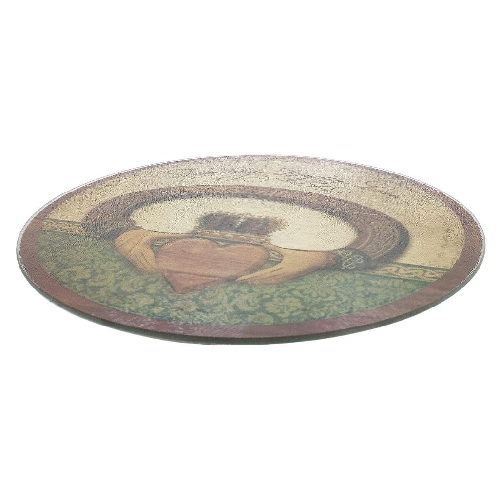 Circular Tempered Glass Irish Claddagh Cutting Board