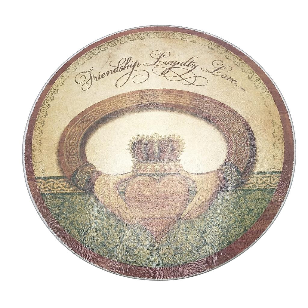 Circular Tempered Glass Irish Claddagh Cutting Board