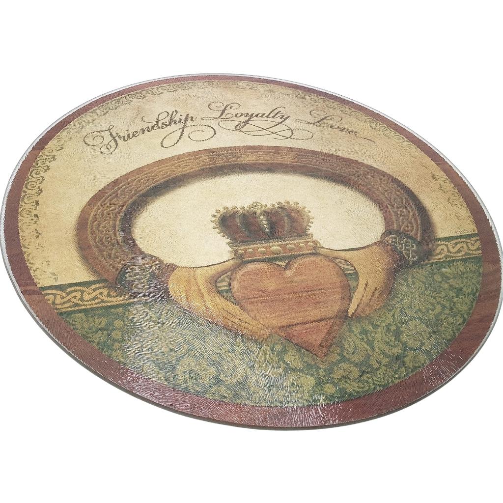 Circular Tempered Glass Irish Claddagh Cutting Board