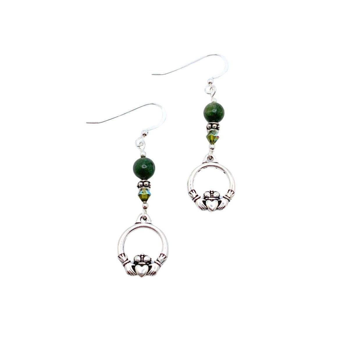 Claddagh Earrings with Connemara Marble - The Celtic Gift Store - Jewelry