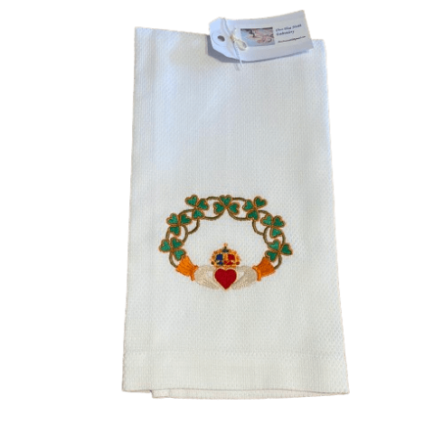 Claddagh Embroidered Tea Towel - The Celtic Gift Store - Kitchenware