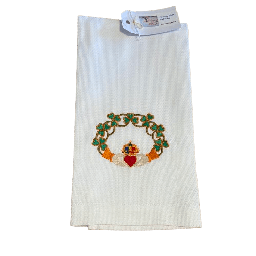 Claddagh Embroidered Tea Towel - The Celtic Gift Store - Kitchenware