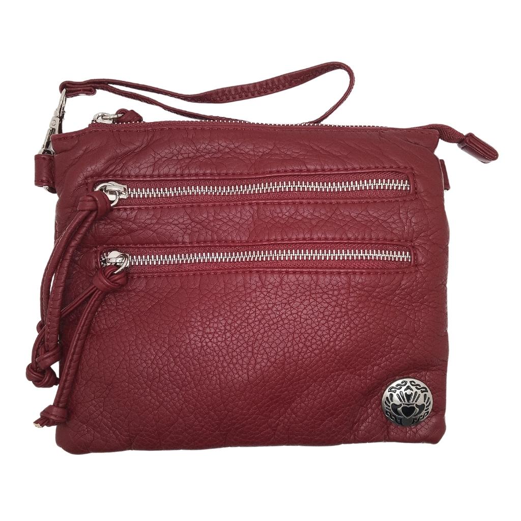 Claddagh Square Crossbody Bag- Dark Red