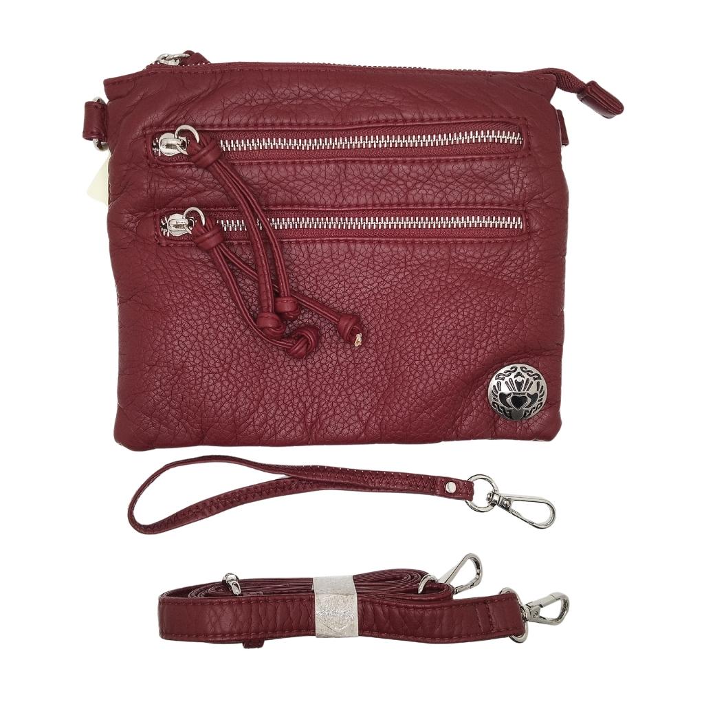 Claddagh Square Crossbody Bag- Dark Red