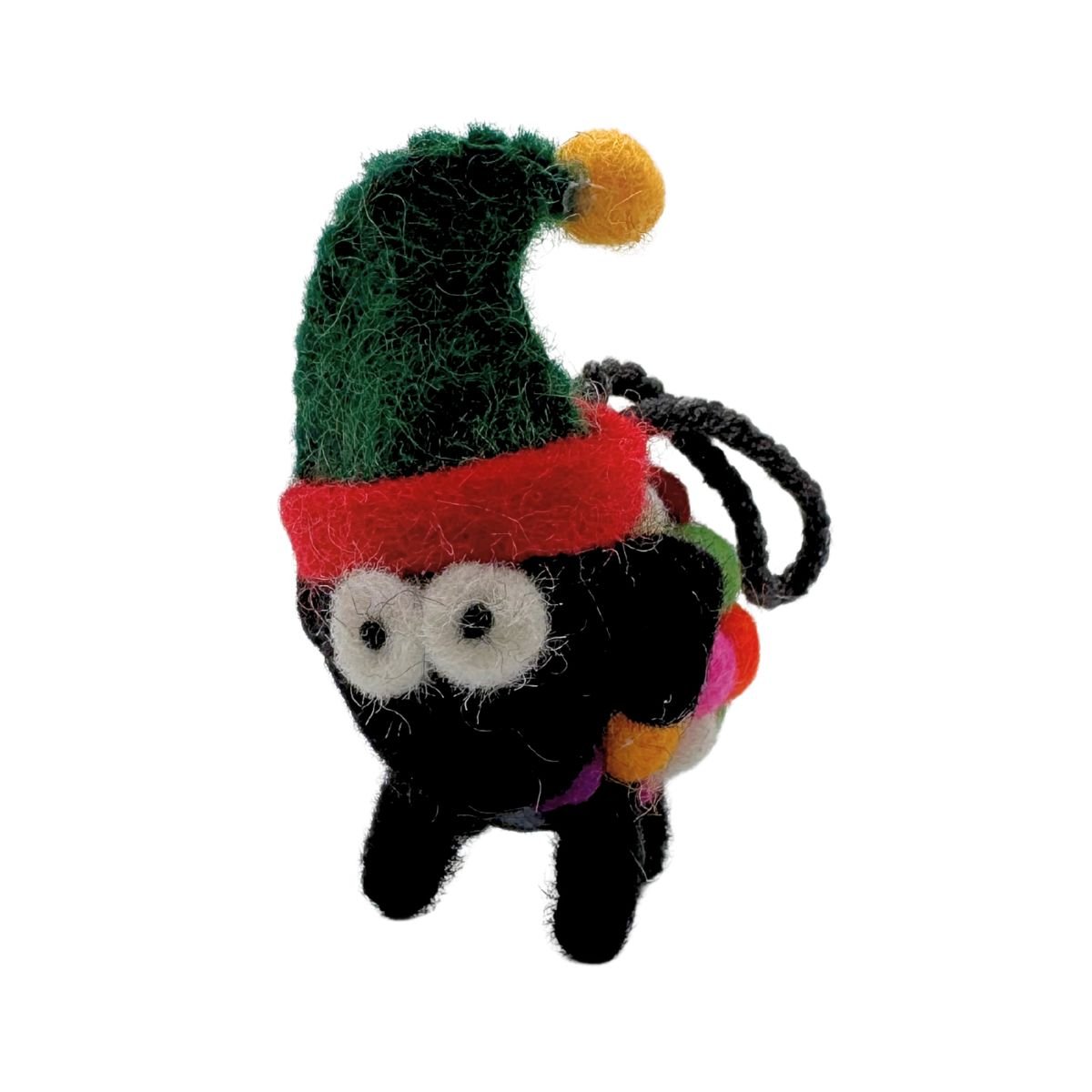 Collectible Felt Sheep - Multicolour Ornament with Elf Hat (Mini)