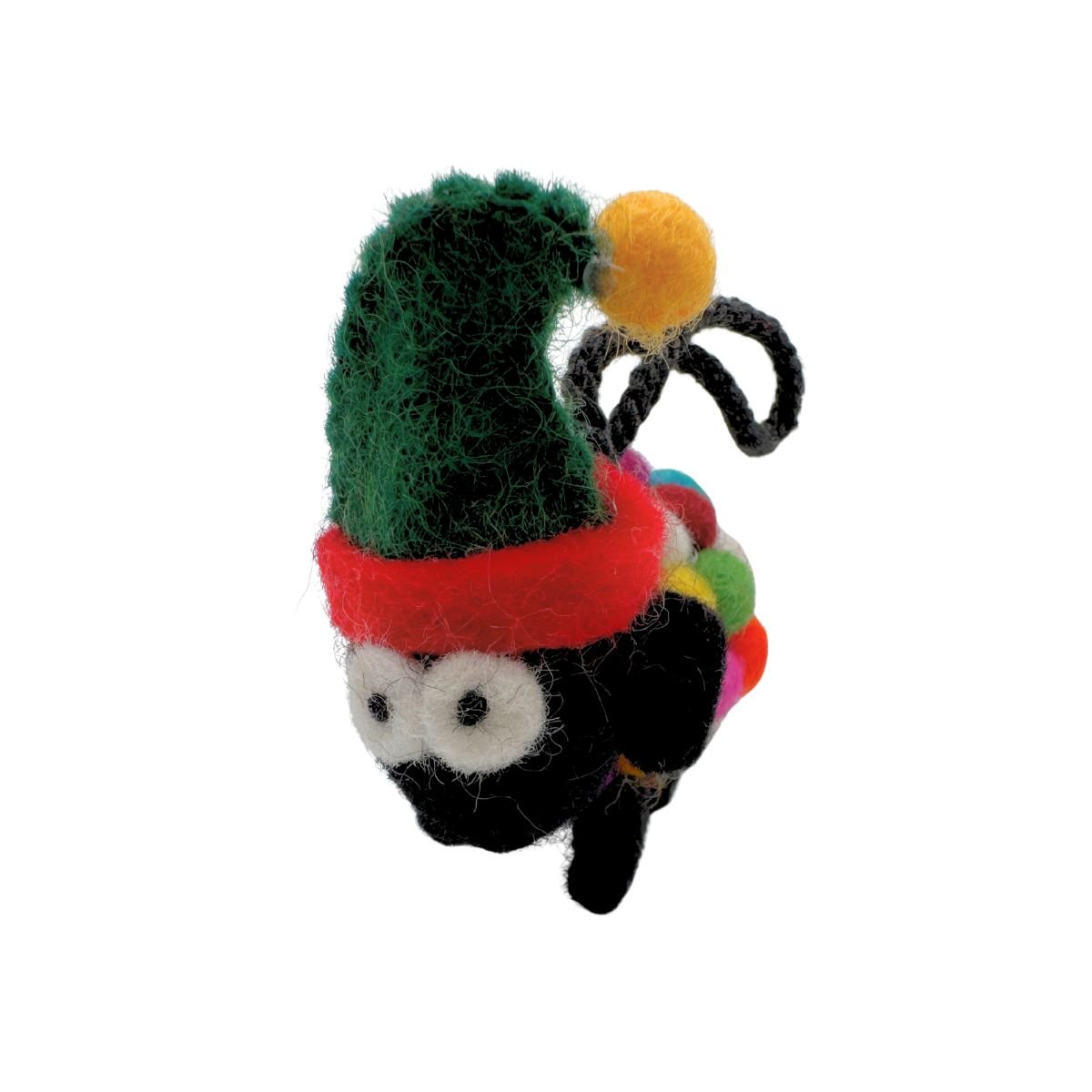 Collectible Felt Sheep - Multicolour Ornament with Elf Hat (Mini)