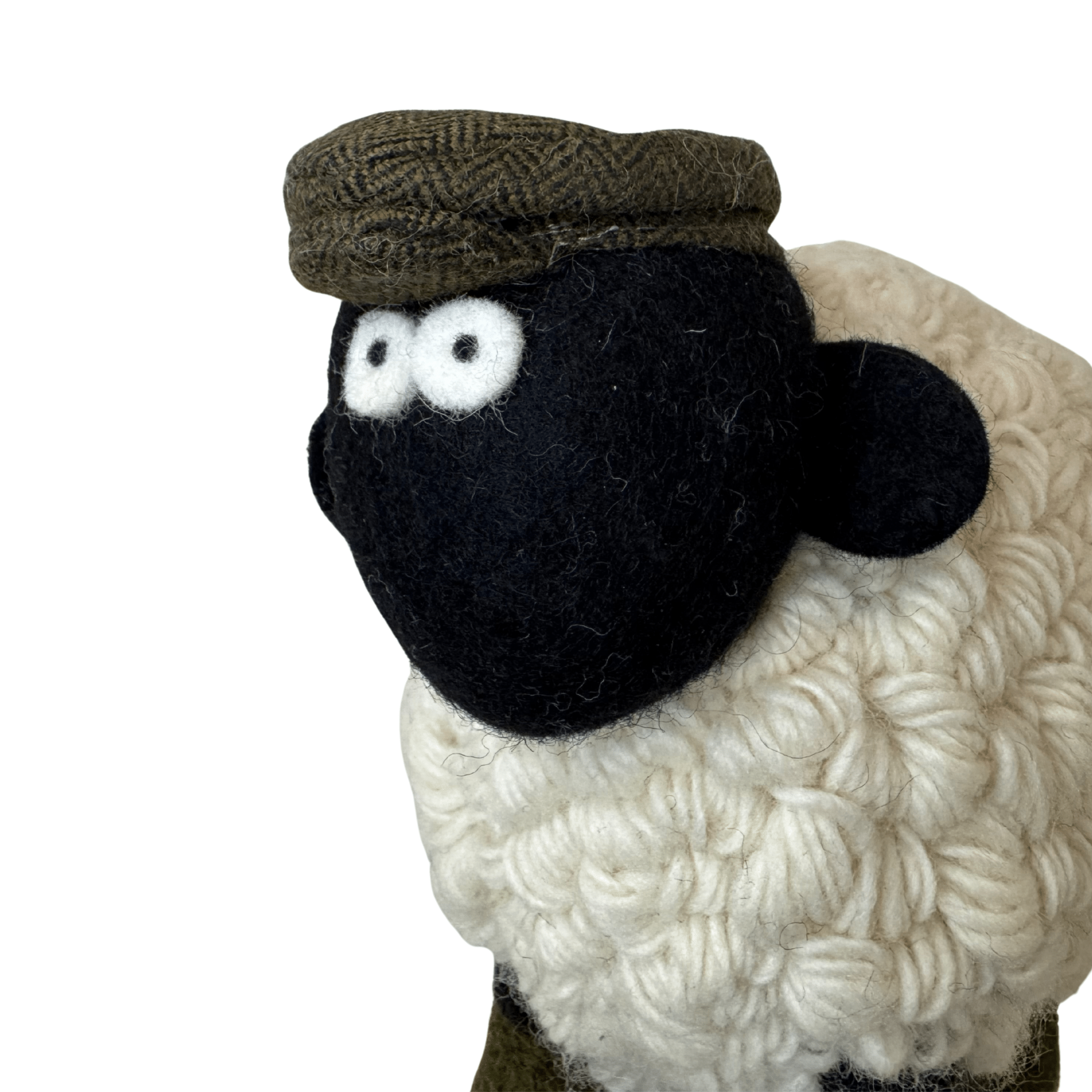Collectible Knitted Sheep - Boots & Green Flat Cap (Extra Large) - The Celtic Gift Store - Decor