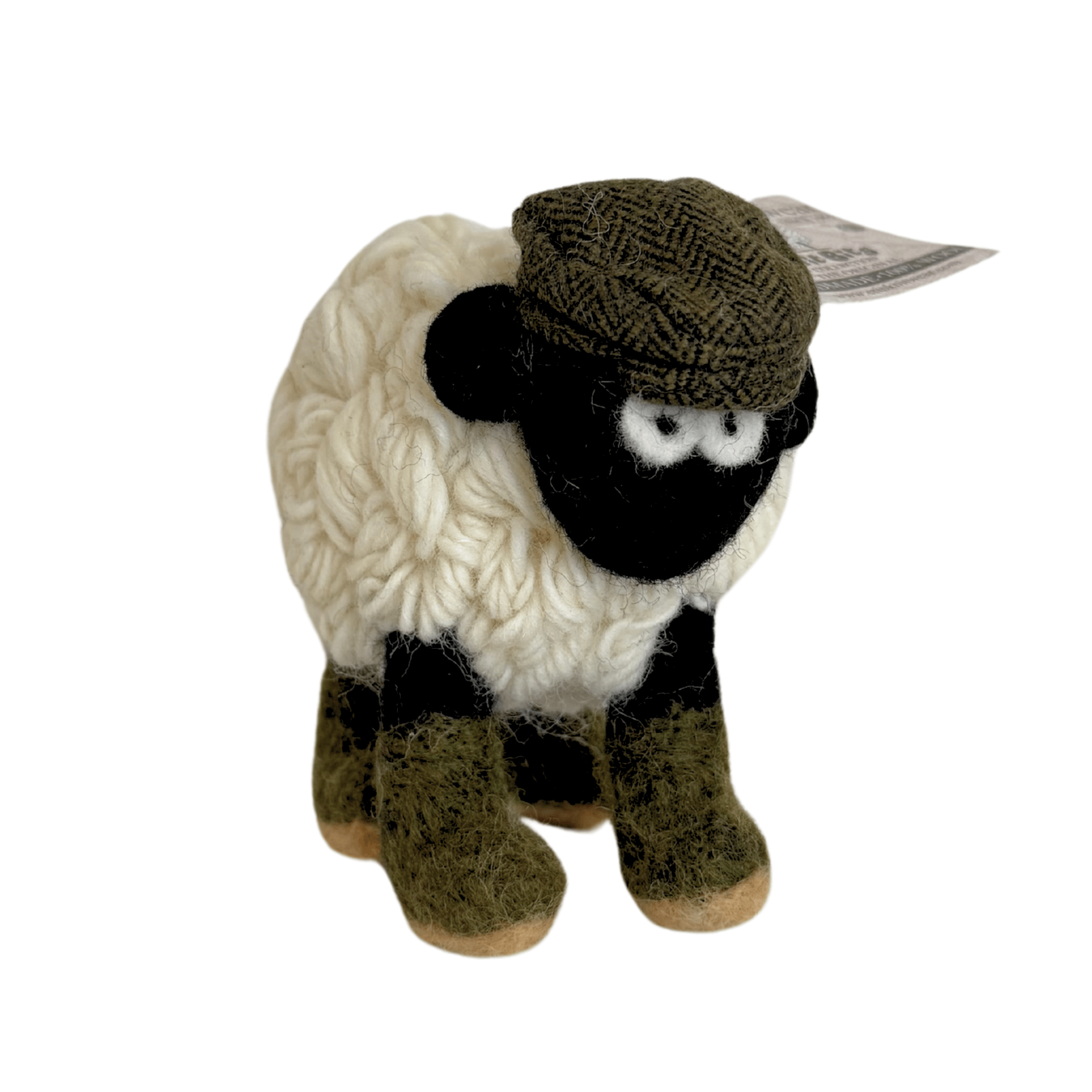 Collectible Knitted Sheep - Boots & Green Flat Cap (Medium) - The Celtic Gift Store - Decor