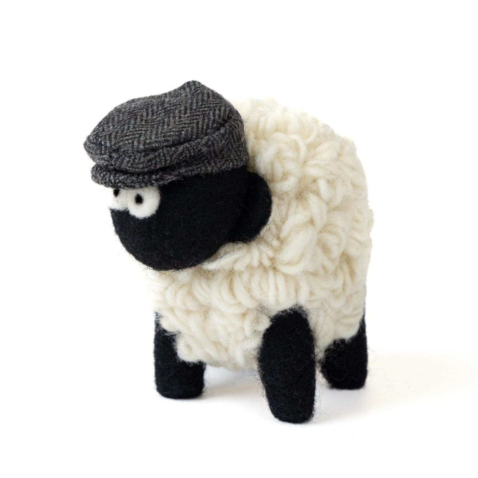 Collectible Knitted Sheep - Charcoal Flat Cap (Medium) - The Celtic Gift Store - Decor