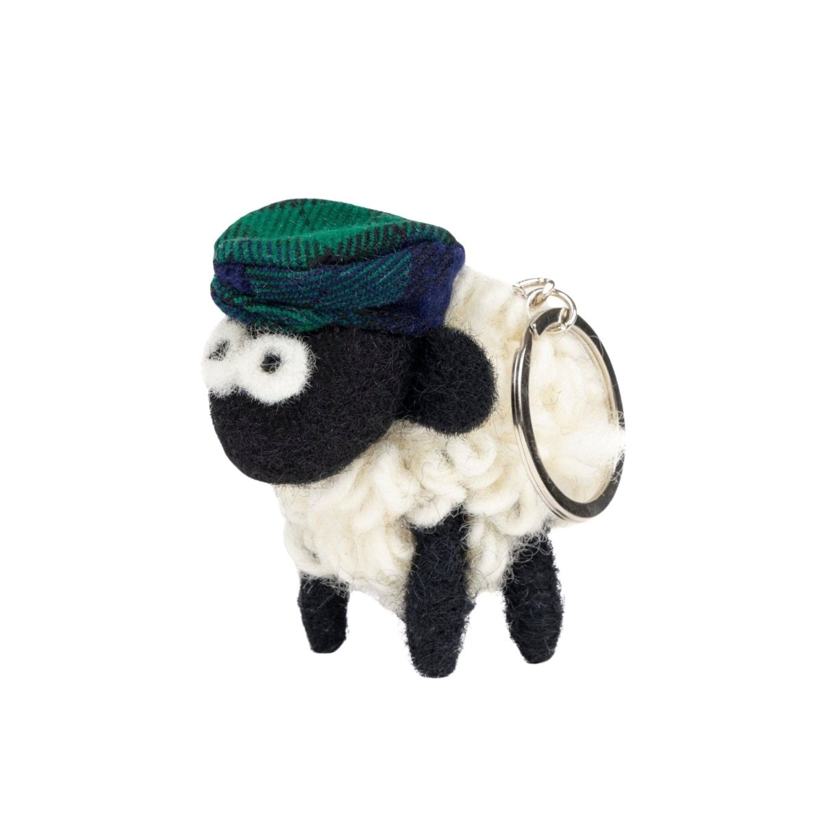 Collectible Knitted Sheep Keyring - Black Watch Tartan Flat Cap