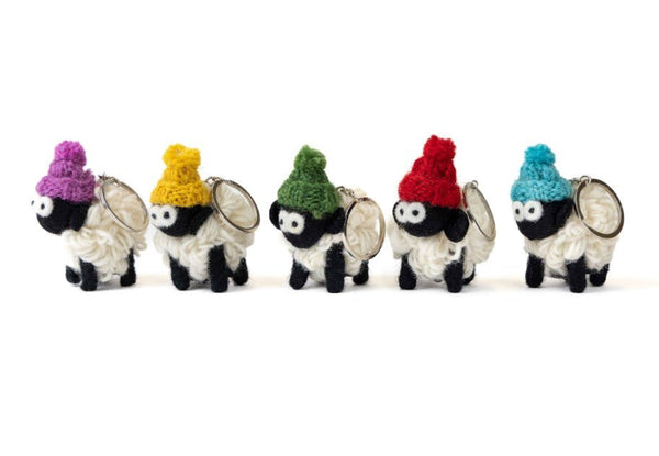 Collectible Knitted Sheep Keyring - Bobble Hat (Assorted) - The Celtic Gift Store - Keychains