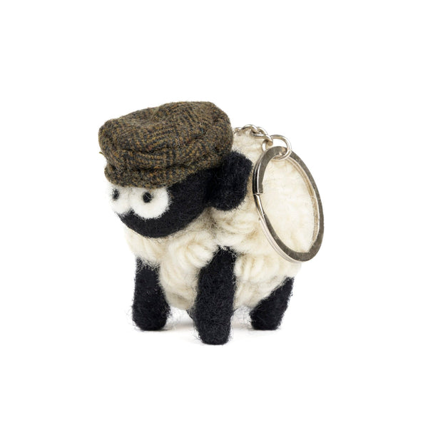 Collectible Knitted Sheep Keyring - Green Flat Cap - The Celtic Gift Store - Keychains