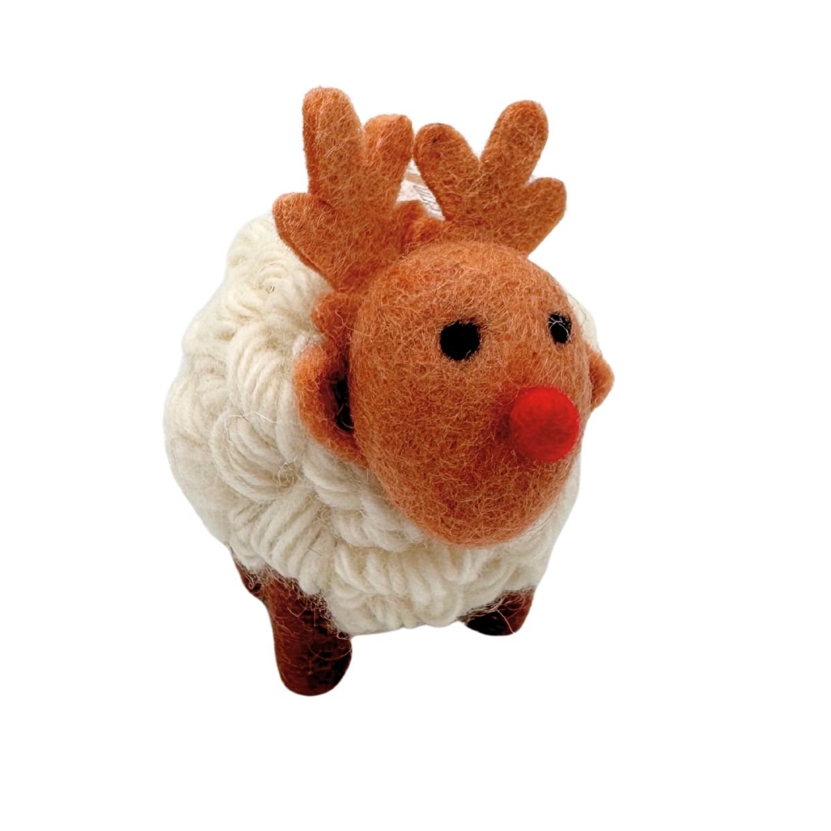 Collectible Knitted Sheep - Reindeer Sheep Ornament (Medium)