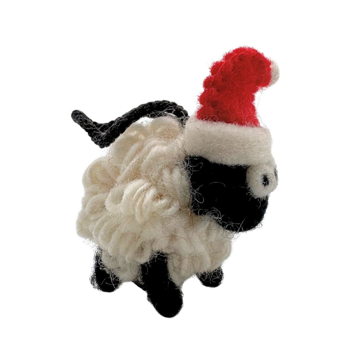 Collectible Knitted Sheep - Santa Hat Ornament (Mini)