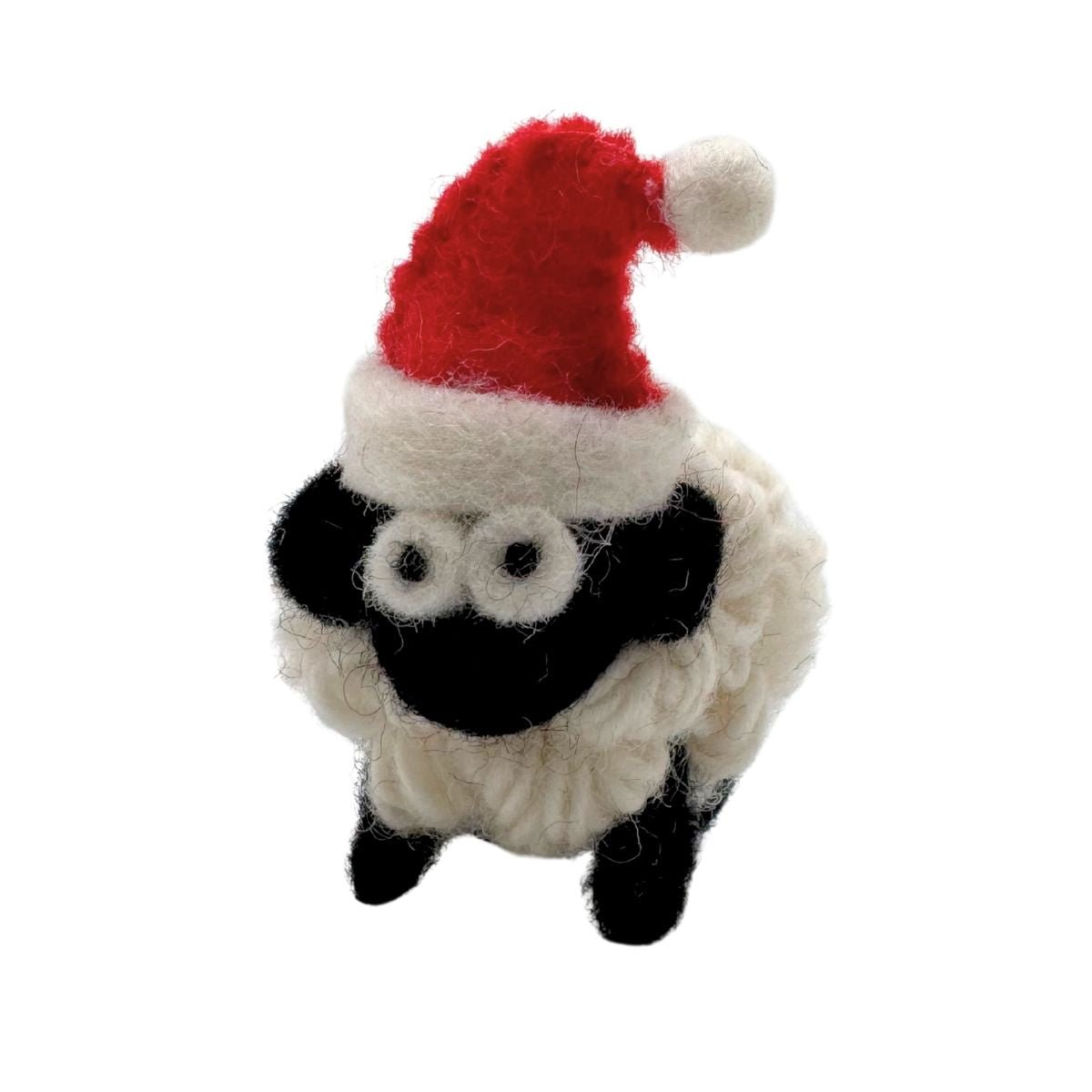 Collectible Knitted Sheep - Santa Hat Ornament (Mini)