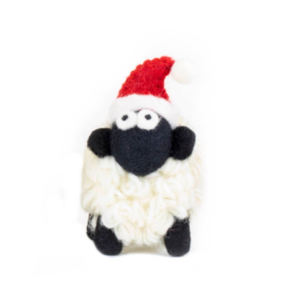 Collectible Knitted Sheep - Santa Hat (Small) - The Celtic Gift Store - Decor