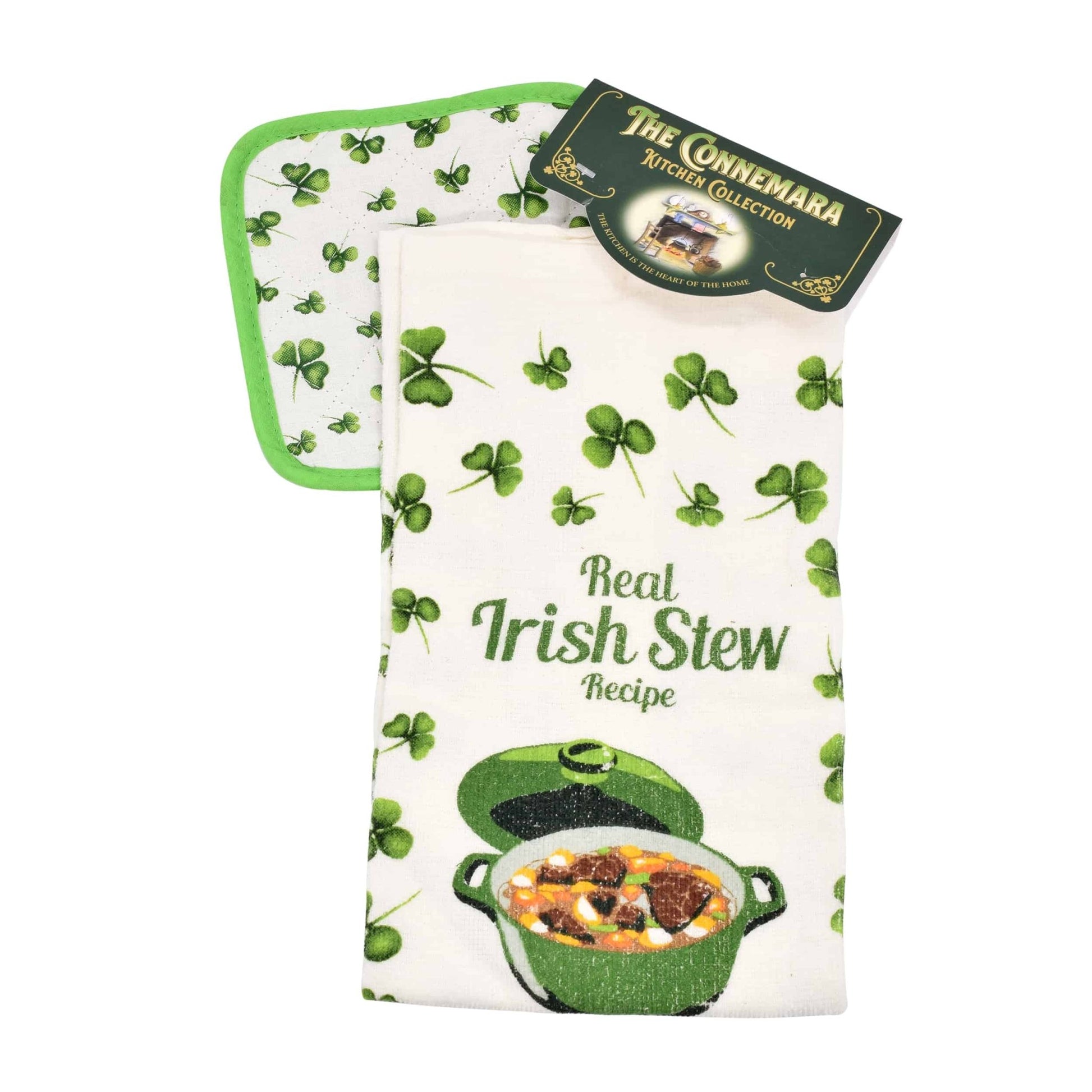 Connemara Kitchen Irish Stew Recipe Tea Towel And Pot Holder - The Celtic Gift Store - Kitchenware
