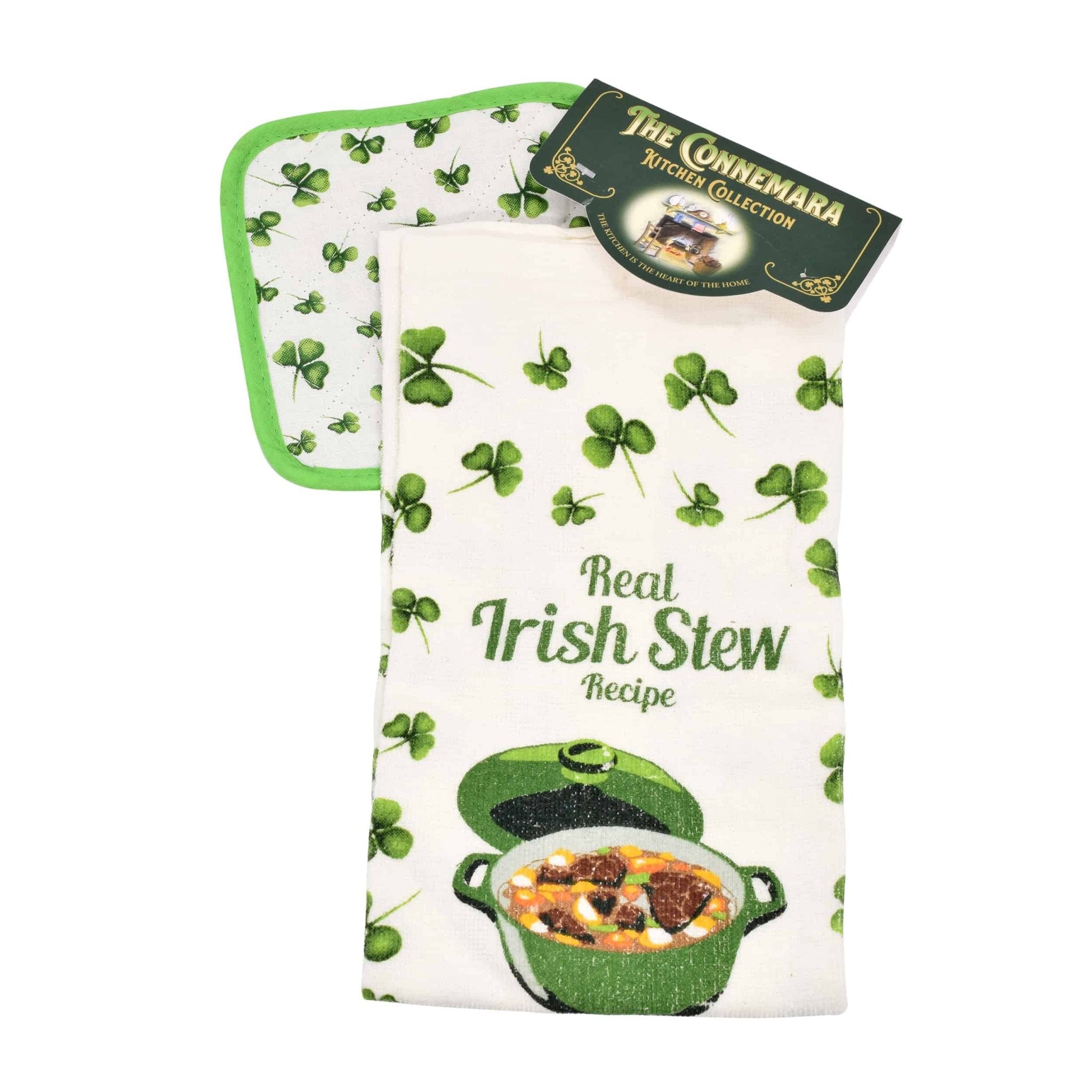 Connemara Kitchen Irish Stew Recipe Tea Towel And Pot Holder - The Celtic Gift Store - Kitchenware