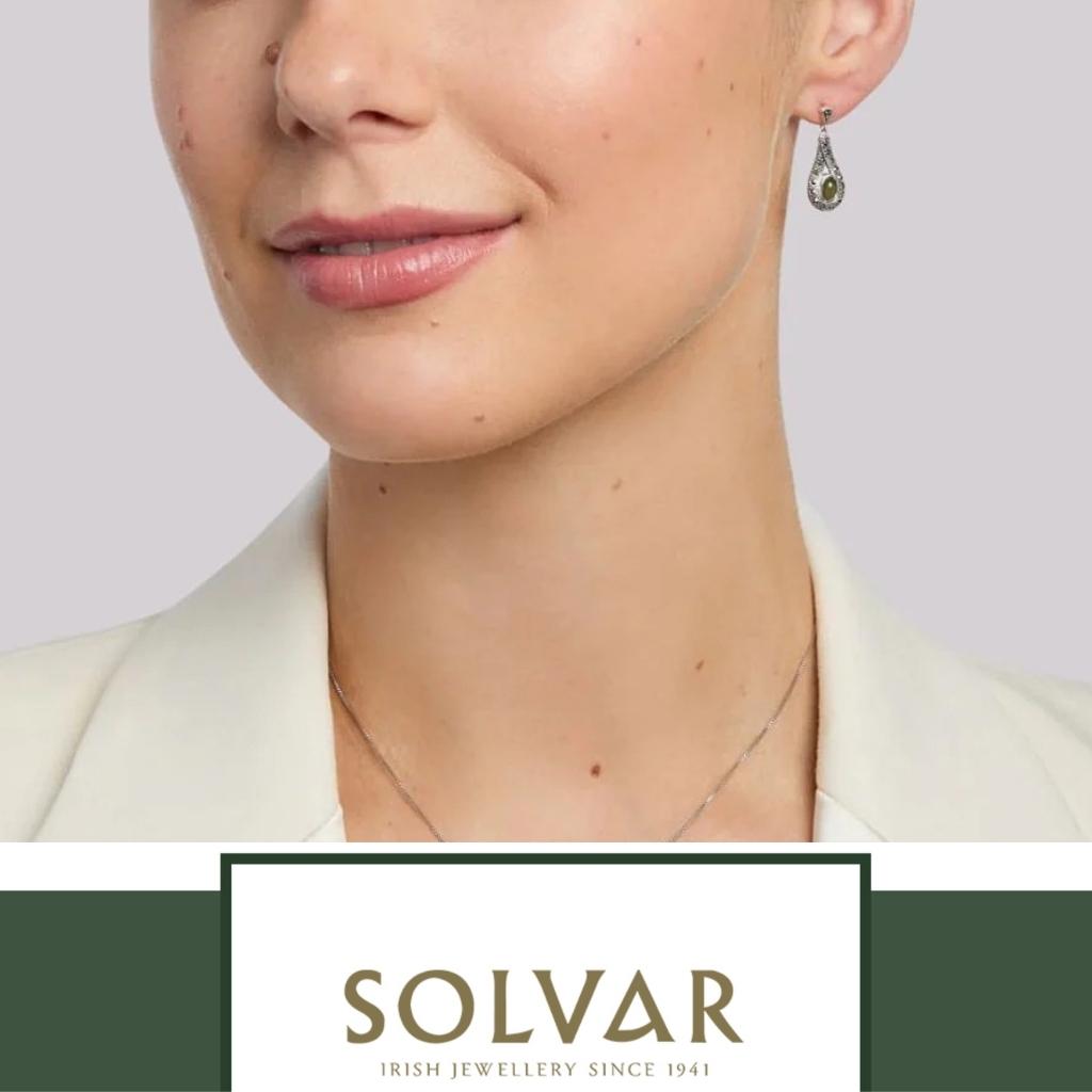 Connemara Marble and Marcasite Sterling Silver Earrings