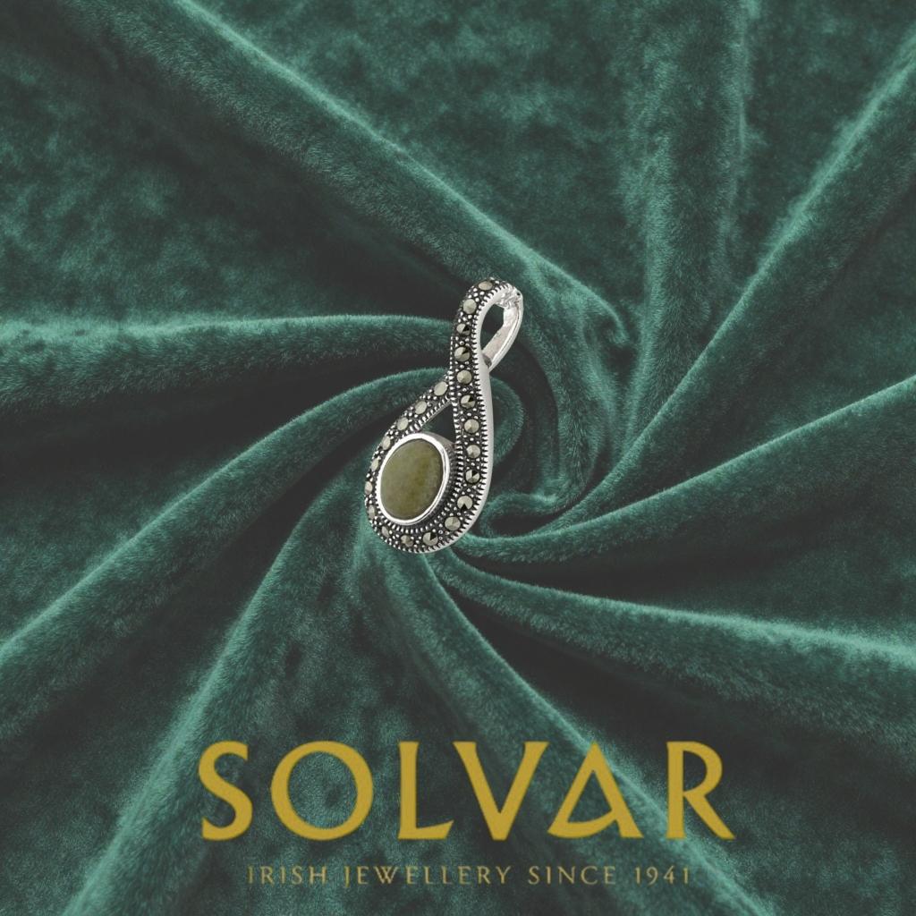 Connemara Marble and Marcasite Sterling Silver Loop Necklace