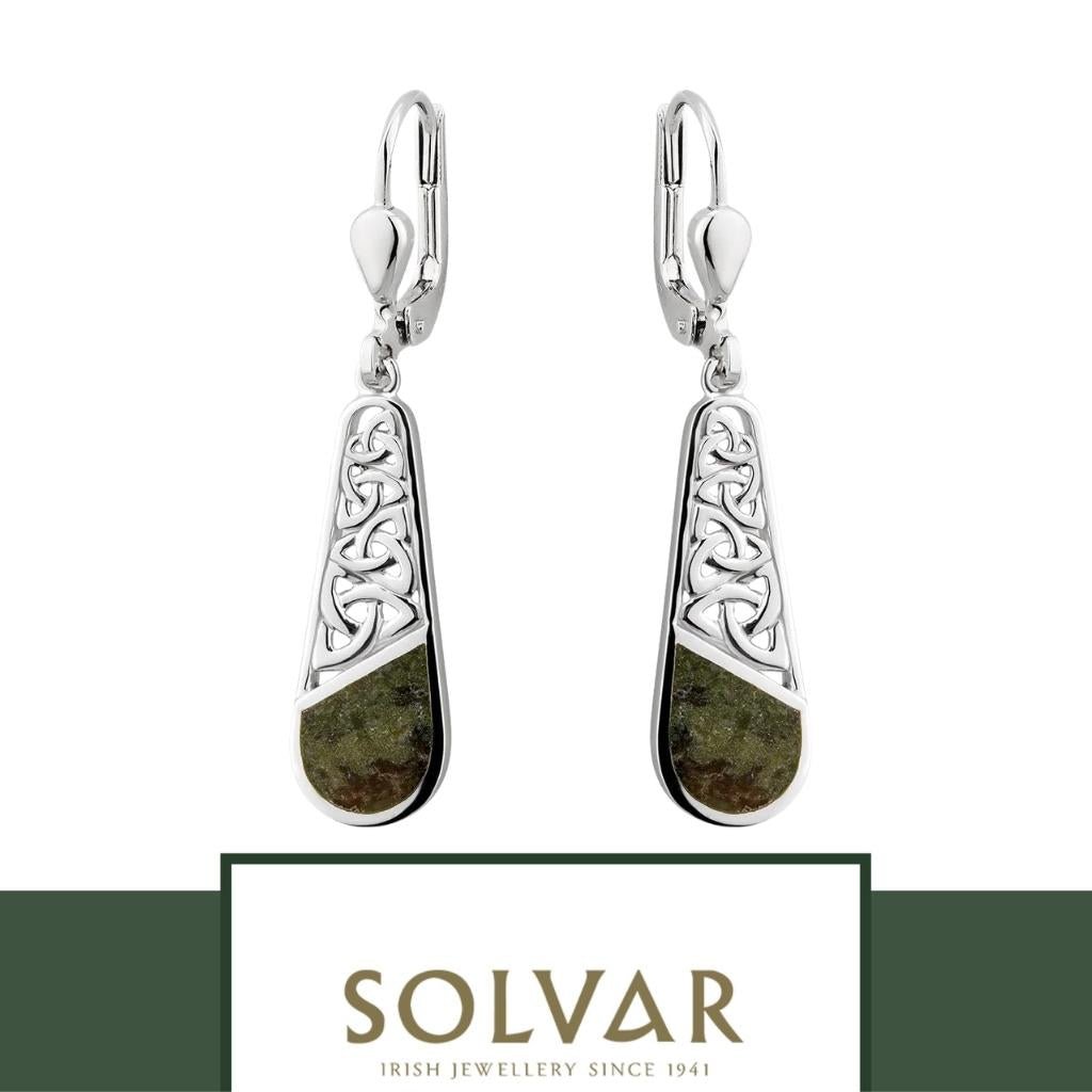 Connemara Marble and Sterling Silver Descending Trinity Knot Earrings