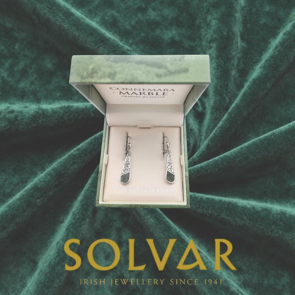 Connemara Marble and Sterling Silver Descending Trinity Knot Earrings