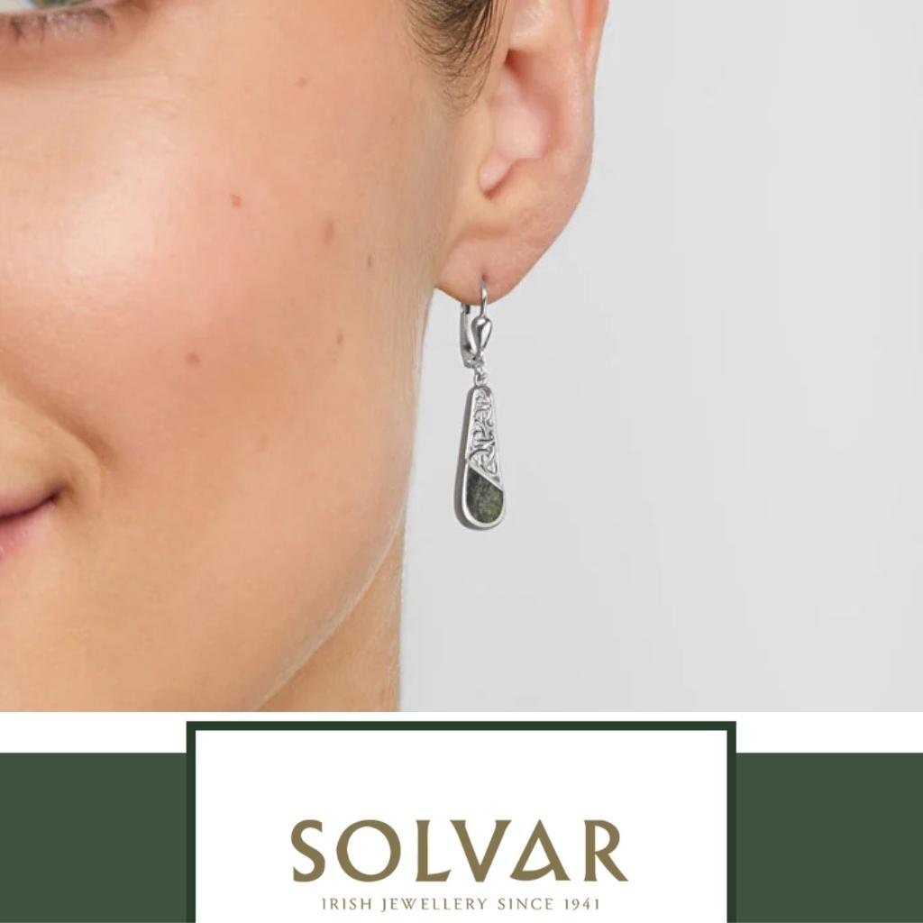 Connemara Marble and Sterling Silver Descending Trinity Knot Earrings
