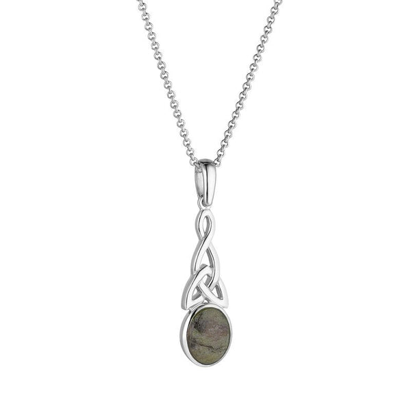 Connemara Marble and Sterling Silver Long Trinity Knot Necklace - The Celtic Gift Store - Necklaces