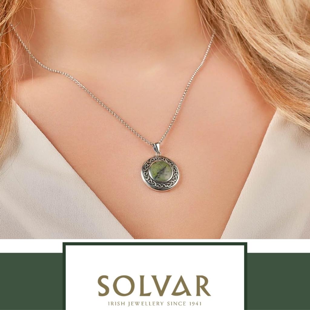 Connemara Marble and Sterling Silver Round Celtic Knot Necklace