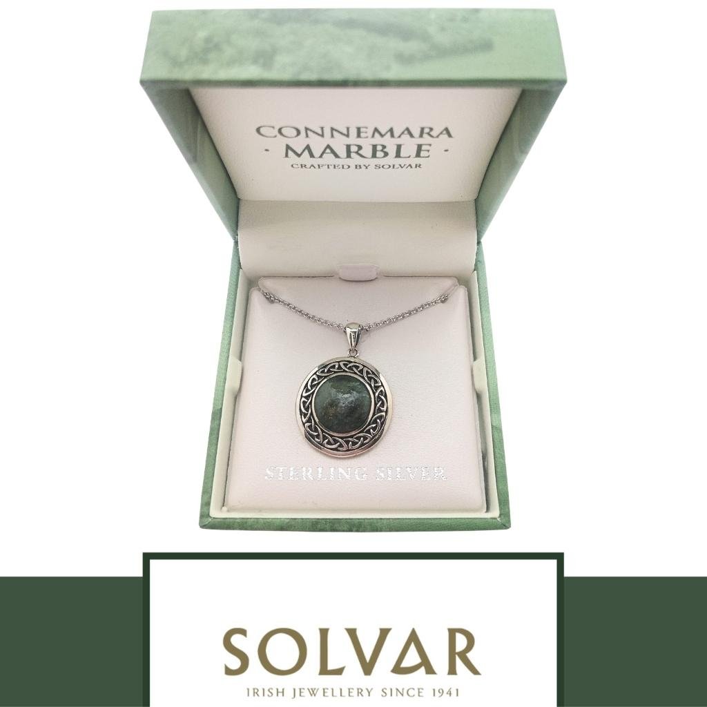 Connemara Marble and Sterling Silver Round Celtic Knot Necklace