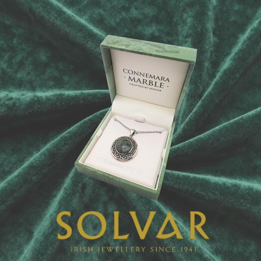 Connemara Marble and Sterling Silver Round Celtic Knot Necklace
