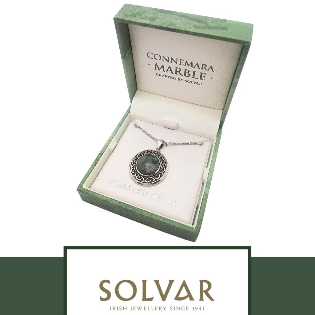 Connemara Marble and Sterling Silver Round Celtic Knot Necklace