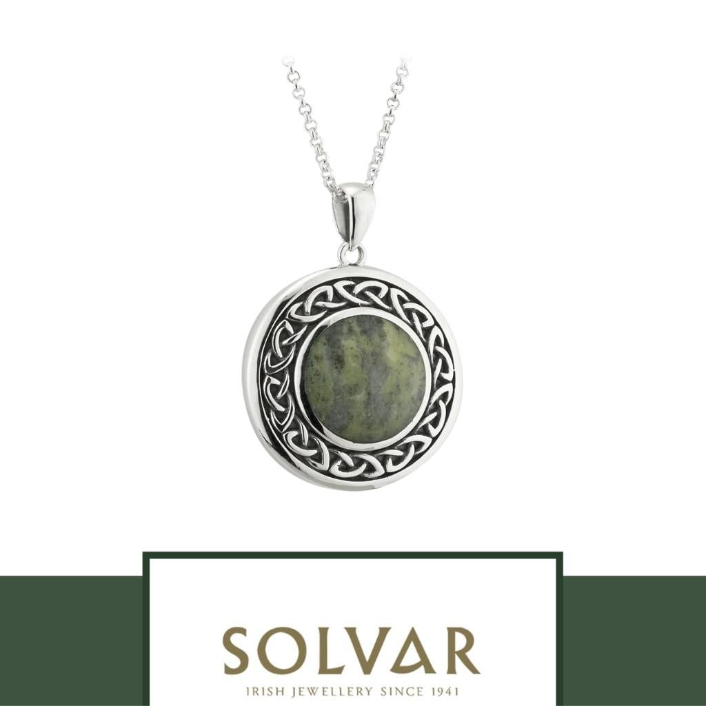 Connemara Marble and Sterling Silver Round Celtic Knot Necklace