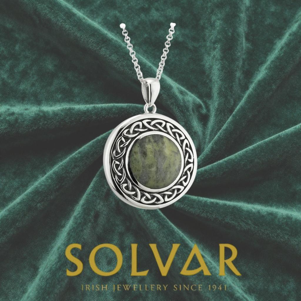 Connemara Marble and Sterling Silver Round Celtic Knot Necklace