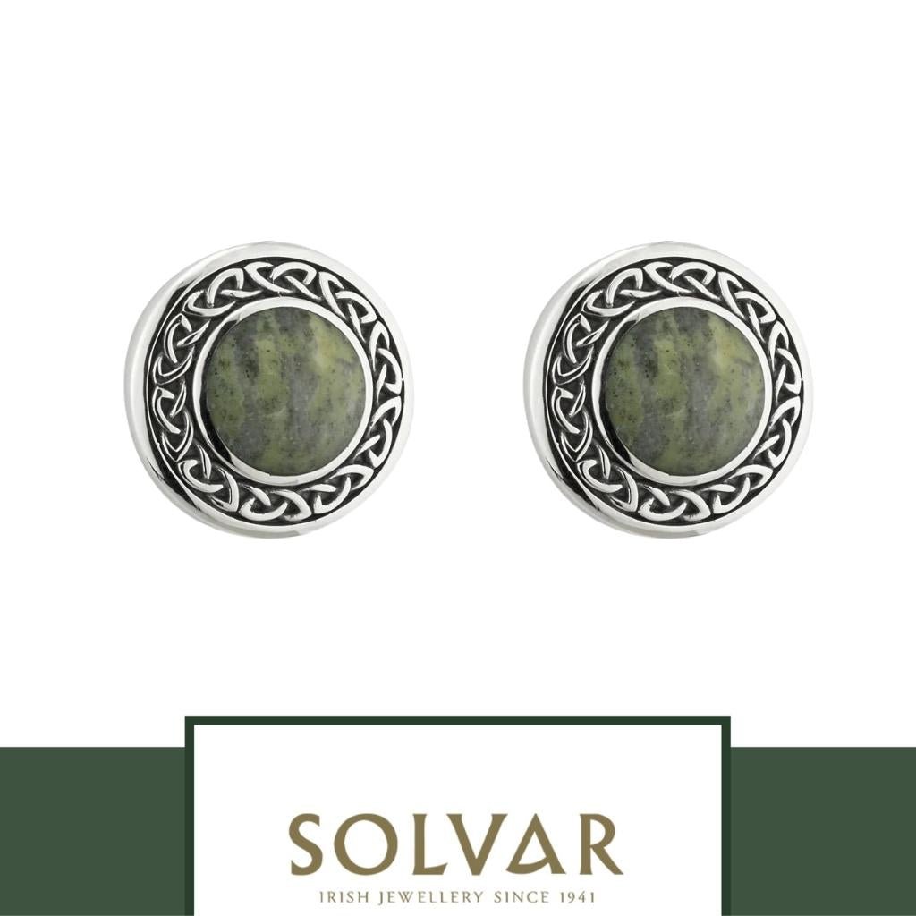 Connemara Marble and Sterling Silver Round Celtic Knot Stud Earrings