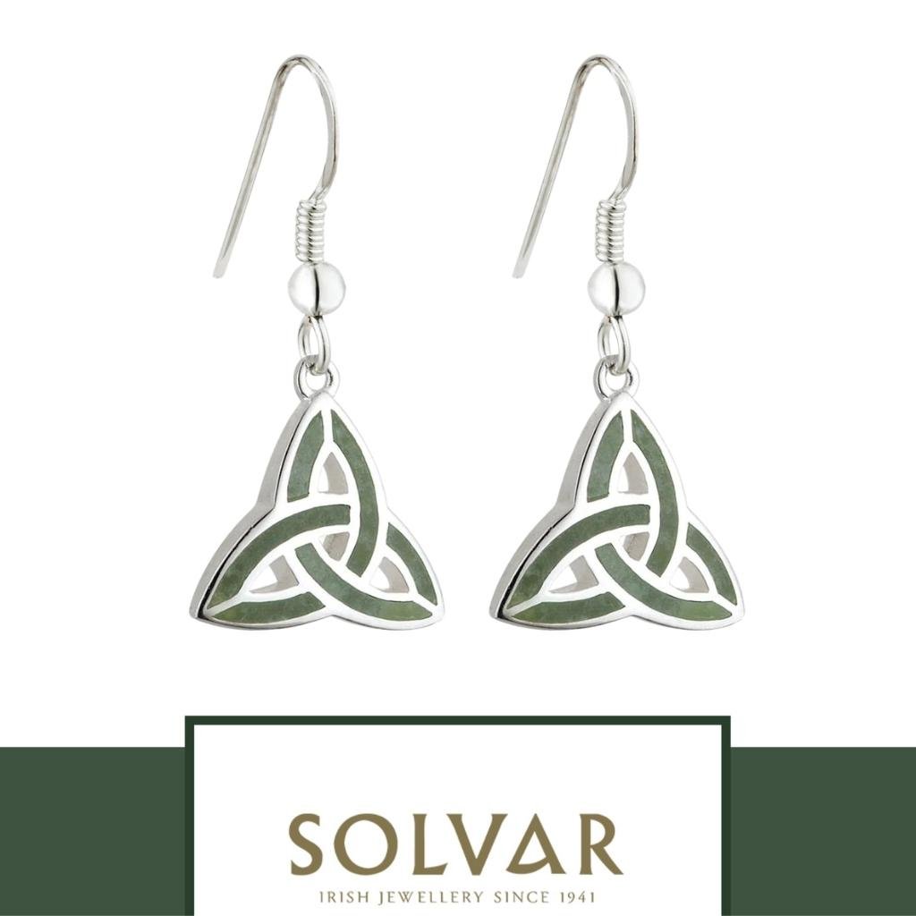 Connemara Marble and Sterling Silver Trinity Knot Drop Earrings
