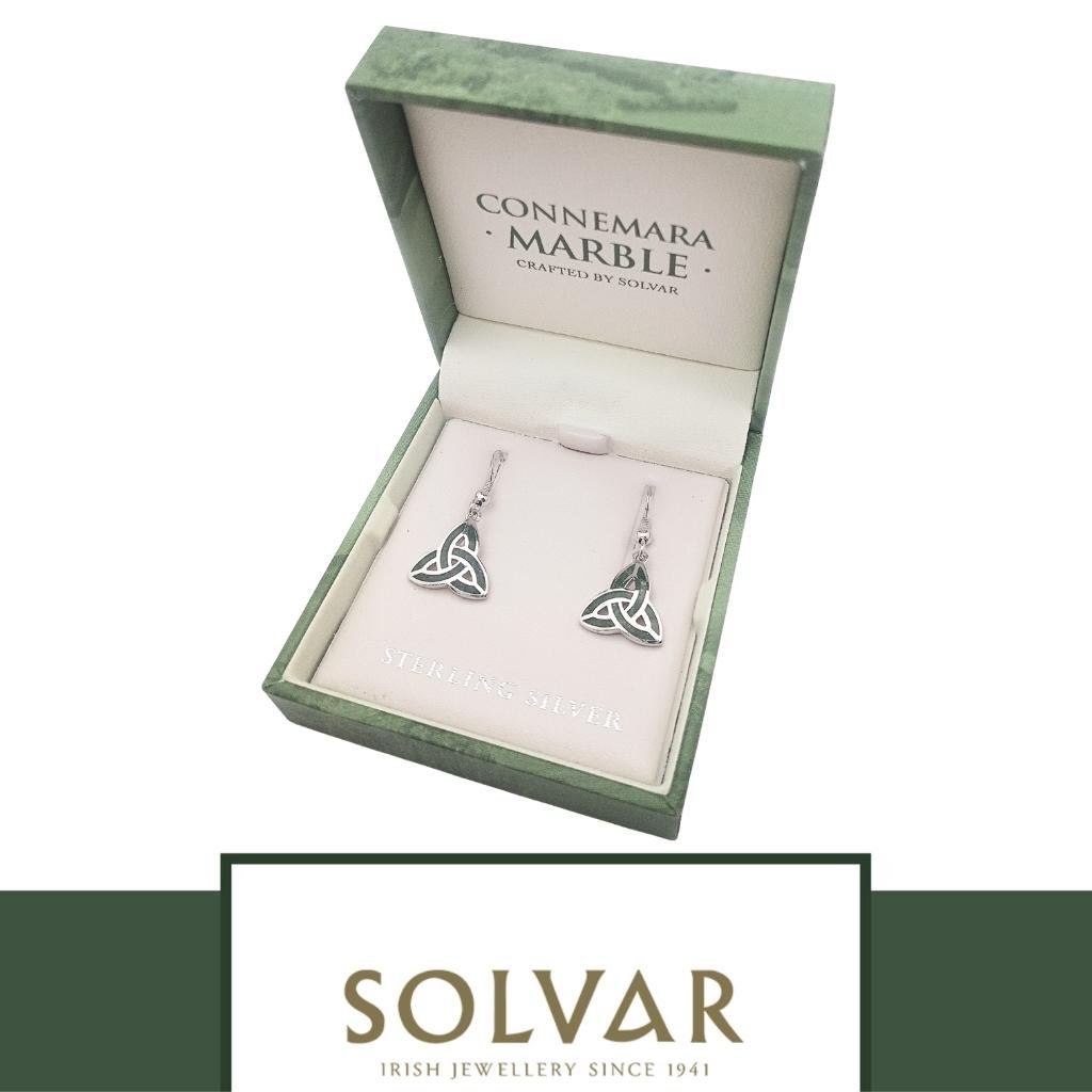Connemara Marble and Sterling Silver Trinity Knot Drop Earrings