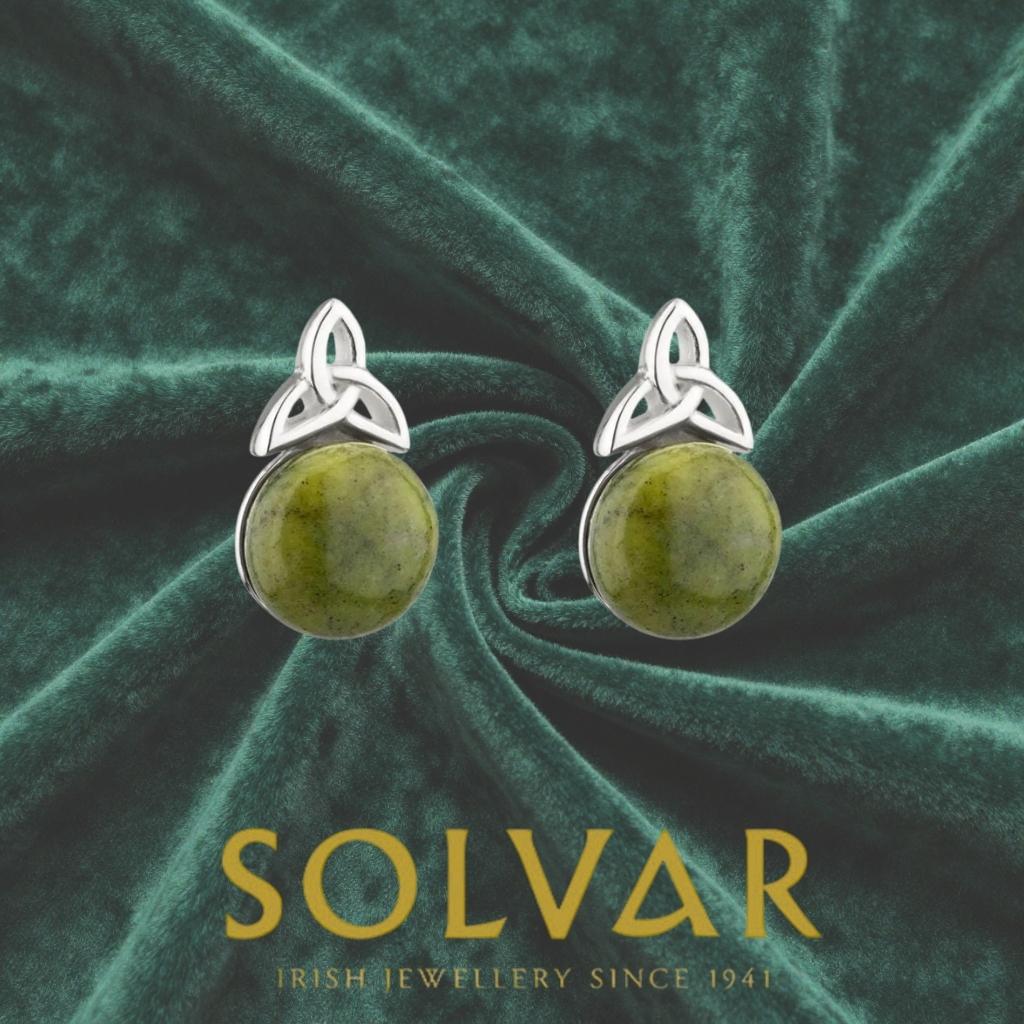 Connemara Marble and Sterling Silver Trinity Knot Stud Earrings