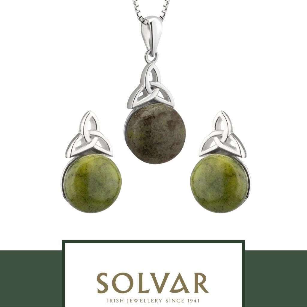 Connemara Marble and Sterling Silver Trinity Knot Stud Earrings