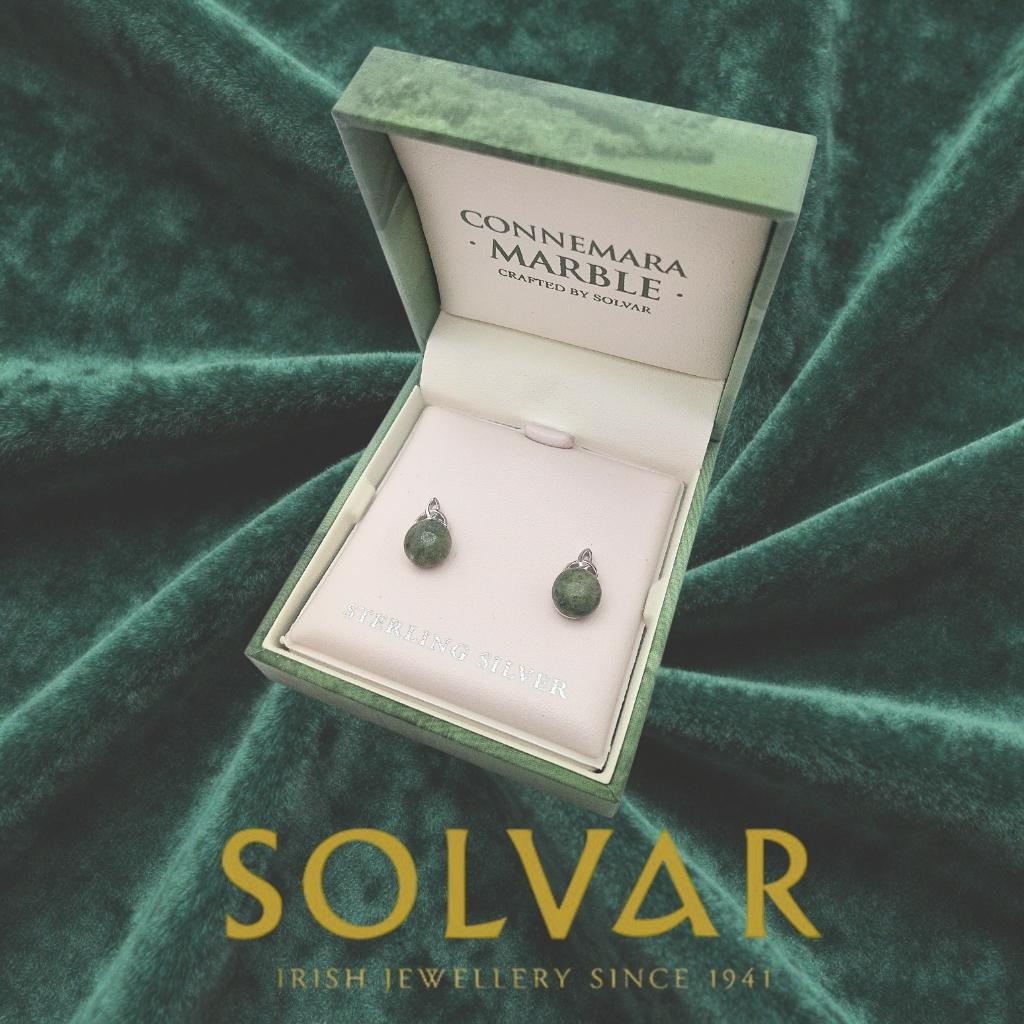Connemara Marble and Sterling Silver Trinity Knot Stud Earrings