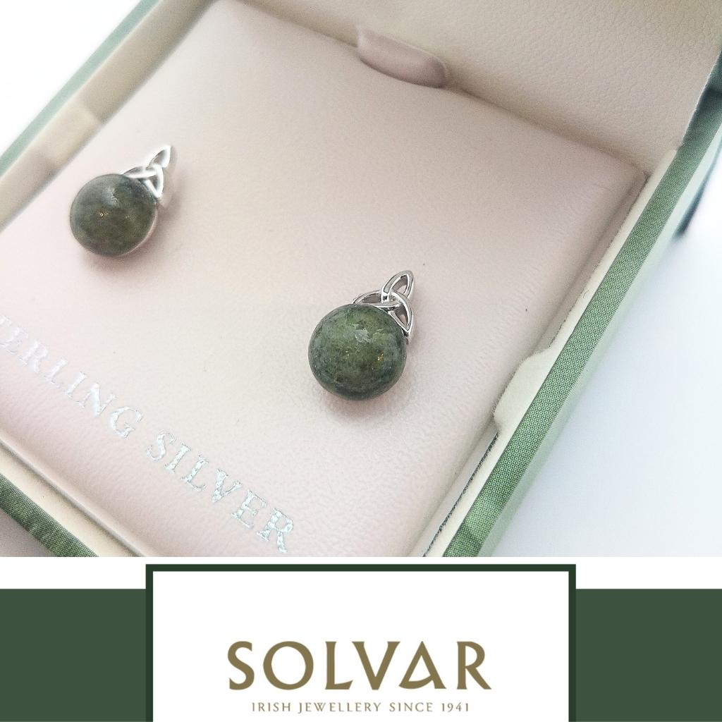 Connemara Marble and Sterling Silver Trinity Knot Stud Earrings