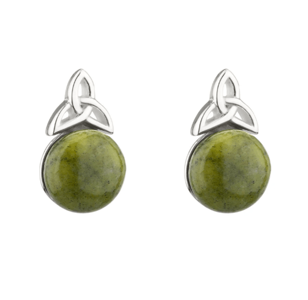 Connemara Marble and Sterling Silver Trinity Knot Stud Earrings - The Celtic Gift Store - Earrings