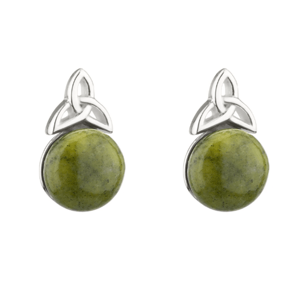 Connemara Marble and Sterling Silver Trinity Knot Stud Earrings - The Celtic Gift Store - Earrings