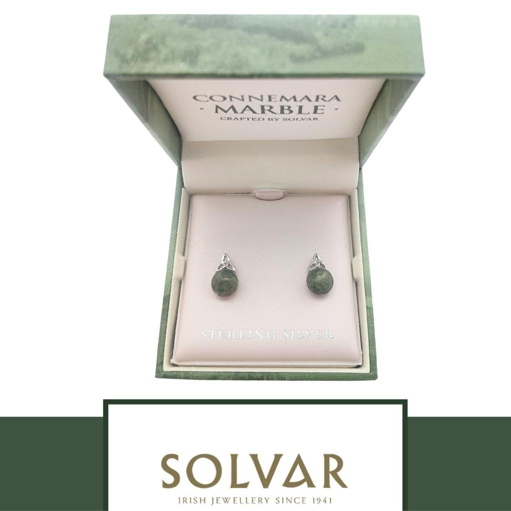 Connemara Marble and Sterling Silver Trinity Knot Stud Earrings