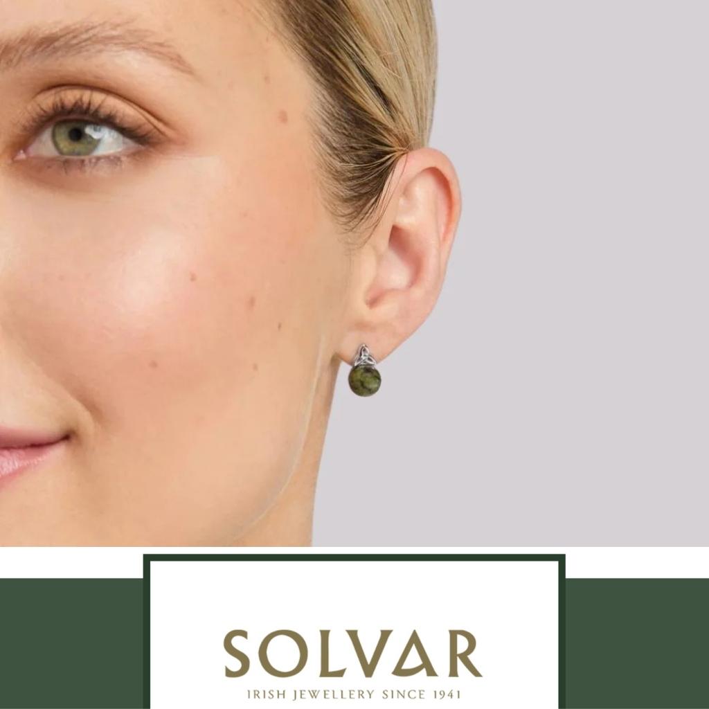 Connemara Marble and Sterling Silver Trinity Knot Stud Earrings