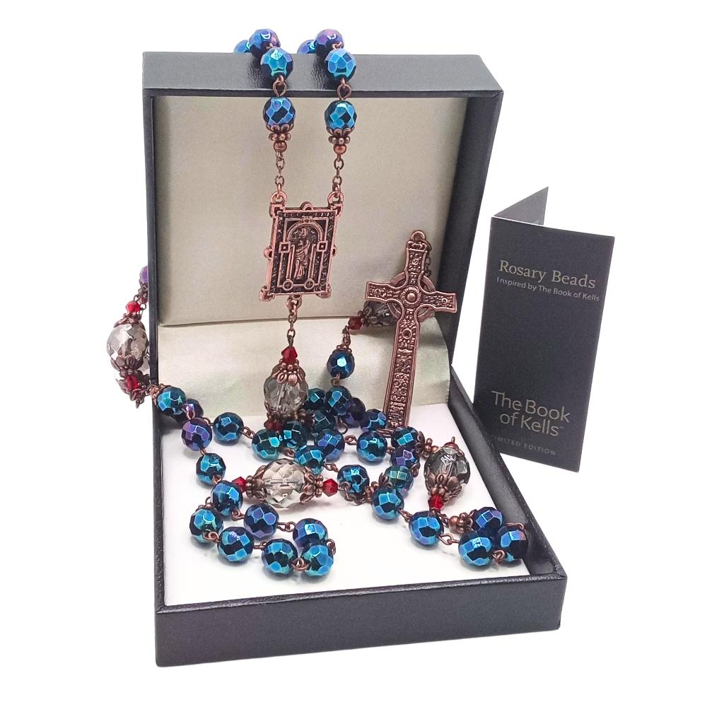 Connemara Marble Book Of Kells Purple Rosary